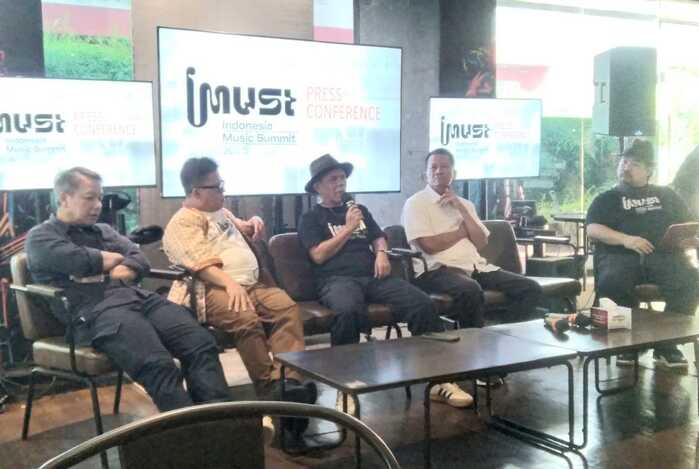 Jumpa pers Indonesia Music Summit (IMUST) 2025 di Jakarta, Kamis (10/7/2025).