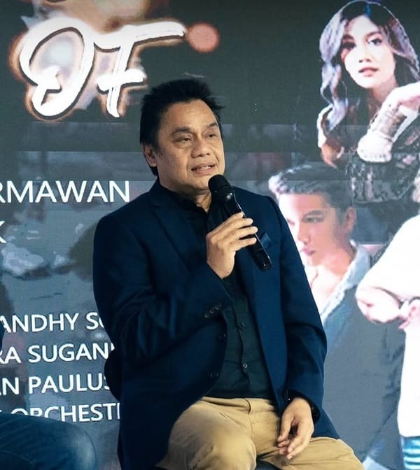 Dwiki Dharmawan saat jumpa pers Konser The Musical Journey Of di Parle Senayan Park, Jakarta, Rabu (16/7/2025). (Foto - @prestige promotions)