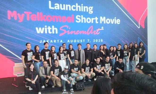 Jumpa pers peluncuran MyTelkomsel Short Movie di Telkomsel Smart Office, Jakarta, Kamis (7/8/2025). 

