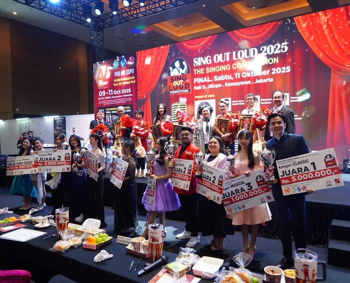 Ajang kompetisi vokal Sing Out Loud 2025 yang berlangsung pada 9–11 Oktober 2025 di Jakarta International Expo (JIExpo), Kemayoran, Jakarta. (Foto - Krista Exhibitions)