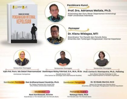 Webinar dan Peluncuran Buku “Dinamika dan Tantangan Pengawasan Internal Kepolisian” yang akan digelar secara daring melalui platform Zoom, Kamis (6/11/2025).