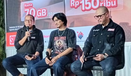 Jumpa pers peluncuran program Nonton Pasti SIMPATI di MBLOCK SPACE SIMPATI, Melawai, Jakarta Selatan, Jumat (12/12/2025).