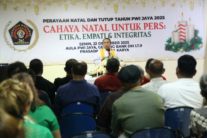 Acara Natal Bersama PWI Jaya, di Sekretariat PWI Jaya, Jl. Suryopranoto Jakarta, Senin (22/12/2025). (Foto - Joko Dolok)