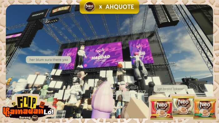 Neo Coffee (WINGS Group) saat menggelar sesi inovatif Kajian Ramadan dan Konser Haddad Alwi di platform metaverse Roblox. (Foto - Wings Group)