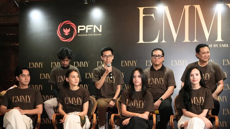 Jumpa pers syukuran film Emmy, garapan rumah produksi Denny Siregar Production, di Jakarta, Sabtu (27/3/2026). (Foto - @filmemmy)
